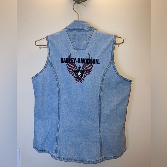 Harley-Davidson Denim Vest | Y2K Vintage | Size M - Picture 2 of 9